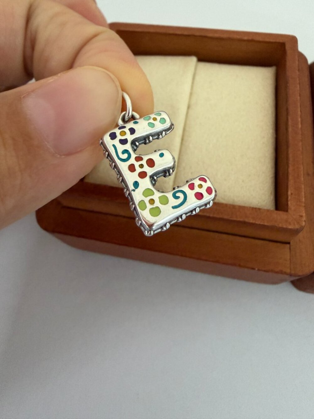 James Avery Enamel Consuela Floral Initial E Charm